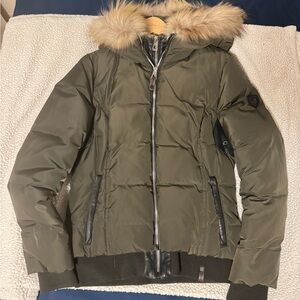 RUDSAK Khaki Puffer Jacket with Fur Hood